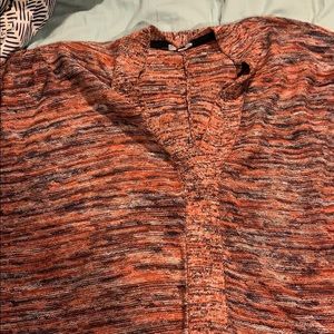 Orange and black heathered short sleeve sweater
